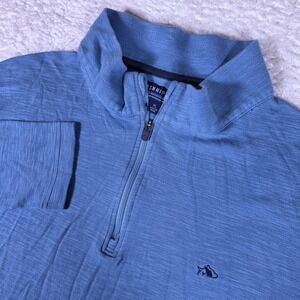 Fish Hippie Waterside Original Modal Mens XL Blue L/S 1/4 Zip Slub Pullover